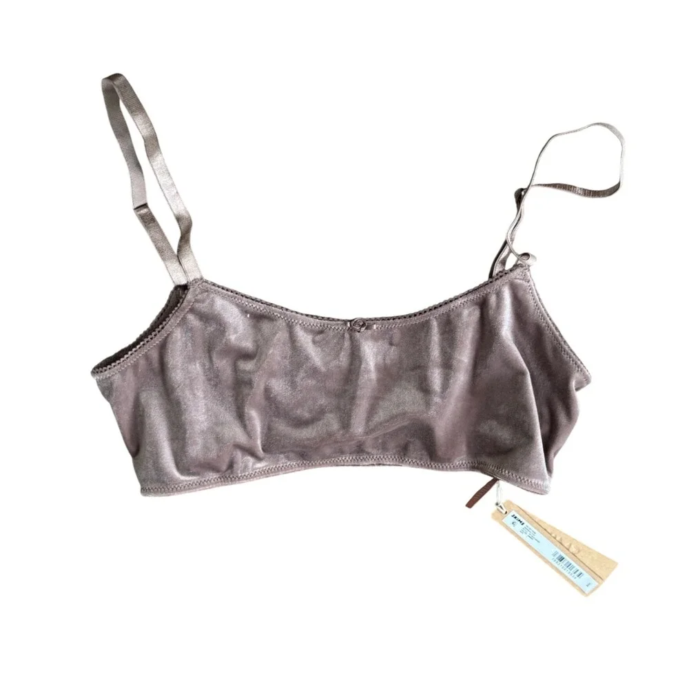 SKIMS Velvet Swim Bandeau Top Umber Brown Metallic Bikini Top BT-SCP-8324W NWT L